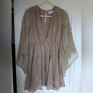 Storia Embroidered Floral Boho Mini Dress - Size Small